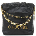 シャネル CHANEL シャネル22 ミニ レザー チェーンショルダー ブラック レザー ショルダーバッグ ゴールド金具 黒 パールロゴチェーン