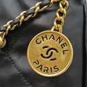 シャネル CHANEL シャネル22 ミニ レザー チェーンショルダー ブラック レザー ショルダーバッグ ゴールド金具 黒 パールロゴチェーン