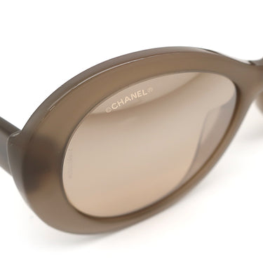 シャネル CHANEL ココマーク 56□19 5315-A ブラウンベージュ プラスチック サングラス シルバー金具 オーバル