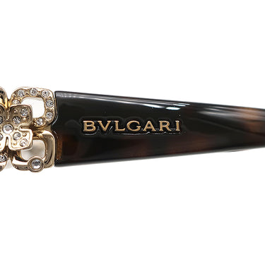 ブルガリ BVLGARI キャッツアイ 55□17 8162-B-F ブラウン プラスチック メタル ラインストーン サングラス ゴールド金具 マーブル柄 フラワーモチーフ