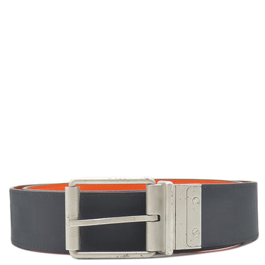 ルイヴィトン LOUIS VUITTON サンチュール ボストン 95 M9389 ネイビー×オレンジ レザー ダミエアンフィニ ベルト シルバー金具 紺 リバーシブル 40MM カット済