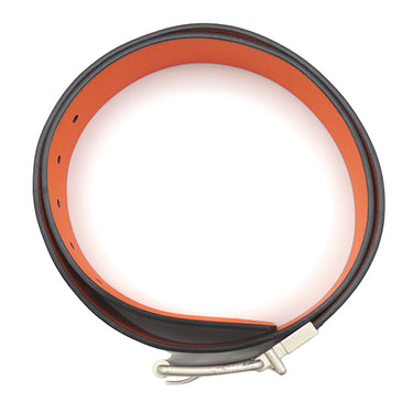 ルイヴィトン LOUIS VUITTON サンチュール ボストン 95 M9389 ネイビー×オレンジ レザー ダミエアンフィニ ベルト シルバー金具 紺 リバーシブル 40MM カット済