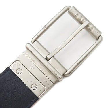 ルイヴィトン LOUIS VUITTON サンチュール ボストン 95 M9389 ネイビー×オレンジ レザー ダミエアンフィニ ベルト シルバー金具 紺 リバーシブル 40MM カット済