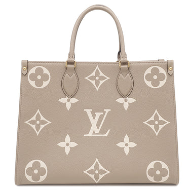 ルイヴィトン LOUIS VUITTON オンザゴー MM M45494 トゥルトレール×クレーム モノグラムアンプラント バイカラーモノグラムアンプラントレザー トートバッグ ゴールド金具 グレージュ ショルダーバッグ 肩掛け