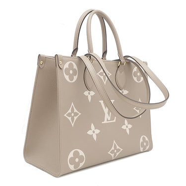 ルイヴィトン LOUIS VUITTON オンザゴー MM M45494 トゥルトレール×クレーム モノグラムアンプラント バイカラーモノグラムアンプラントレザー トートバッグ ゴールド金具 グレージュ ショルダーバッグ 肩掛け