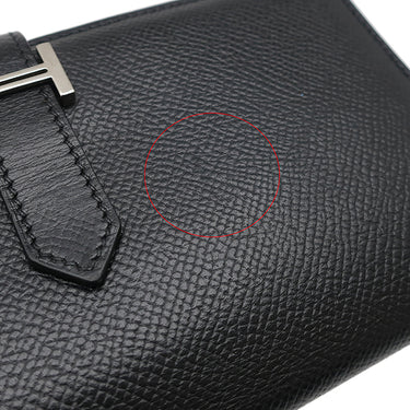 エルメス HERMES ベアンスフレ ブラック ヴォーエプソン 長財布 シルバー金具 黒 二つ折り財布