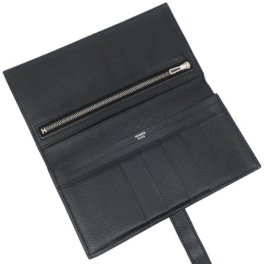 エルメス HERMES ベアンスフレ ブラック ヴォーエプソン 長財布 シルバー金具 黒 二つ折り財布
