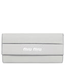 ミュウミュウ MIU MIU 二つ折り ロゴ 5MH109 グレー レザー 長財布 シルバー金具 ロングウォレット カードケース付き
