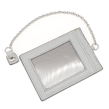 ミュウミュウ MIU MIU 二つ折り ロゴ 5MH109 グレー レザー 長財布 シルバー金具 ロングウォレット カードケース付き