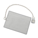 ミュウミュウ MIU MIU 二つ折り ロゴ 5MH109 グレー レザー 長財布 シルバー金具 ロングウォレット カードケース付き