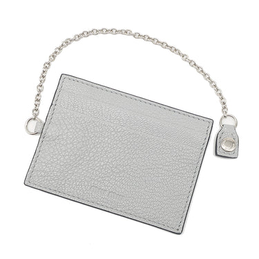 ミュウミュウ MIU MIU 二つ折り ロゴ 5MH109 グレー レザー 長財布 シルバー金具 ロングウォレット カードケース付き