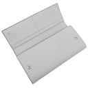 ミュウミュウ MIU MIU 二つ折り ロゴ 5MH109 グレー レザー 長財布 シルバー金具 ロングウォレット カードケース付き