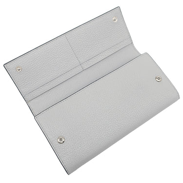 ミュウミュウ MIU MIU 二つ折り ロゴ 5MH109 グレー レザー 長財布 シルバー金具 ロングウォレット カードケース付き