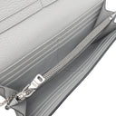 ミュウミュウ MIU MIU 二つ折り ロゴ 5MH109 グレー レザー 長財布 シルバー金具 ロングウォレット カードケース付き