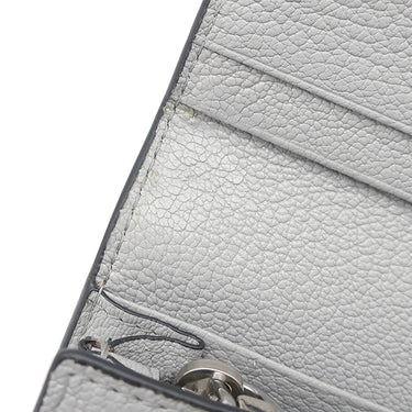 ミュウミュウ MIU MIU 二つ折り ロゴ 5MH109 グレー レザー 長財布 シルバー金具 ロングウォレット カードケース付き