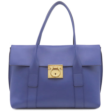 サルヴァトーレ・フェラガモ Salvatore Ferragamo ガンチーニ 21 E990 ブルー レザー 2WAYバッグ ゴールド金具 青 ショルダー