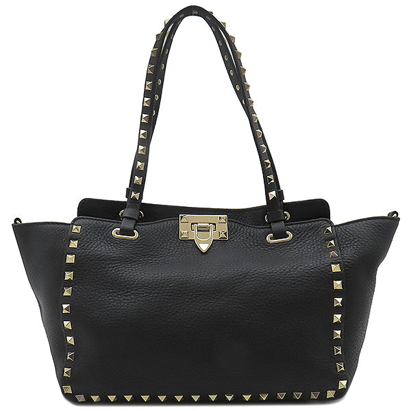ヴァレンティノ VALENTINO ロックスタッズ トート ブラック レザー