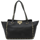 ヴァレンティノ VALENTINO ロックスタッズ トート ブラック レザー 2WAYバッグ シャンパンゴールド金具 黒 ショルダー