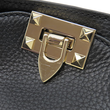 ヴァレンティノ VALENTINO ロックスタッズ トート ブラック レザー 2WAYバッグ シャンパンゴールド金具 黒 ショルダー