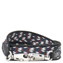 エルメス HERMES バンドリエール サングル ジグザグ ブラック×ホワイト×ディープブルー スイフト トワルコットン ショルダーストラップ シルバー金具 黒 白 青 茶