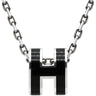 エルメス HERMES ポップアッシュ ミニ ペンダント ブラックXシルバー メタル ラッカー ネックレス Hモチーフ