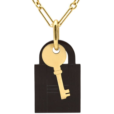 エルメス HERMES アミュレット パドロック GM ブラックXゴールド バッファローホーン GP ネックレス カデナ・鍵モチーフ