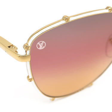 ルイヴィトン LOUIS VUITTON ウェリントン 59□17 Z1141E ホワイト×ピンク×ゴールド メタル ラバー サングラス ゴールド金具 LVロゴ グラデーション レインボー スタッズ