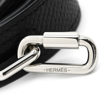 エルメス HERMES キュリオジテ ブラック ヴォーエプソン メタル バングル シルバー金具 ブレスレット 二連 二重