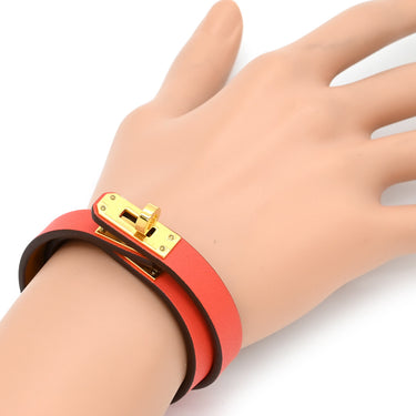 エルメス HERMES ケリードゥブルトゥール オランジュフィールド ヴォースイフト GP T2 ブレスレット ゴールド金具 2重 新品 未使用