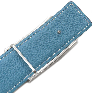 エルメス HERMES Hベルト ラッキーメタル ブラック×ブルージーン ボックスカーフ トゴ #85 ベルト シルバー金具 Hモチーフバックル 黒 青 リバーシブル