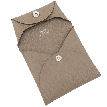 エルメス HERMES バスティア エトゥープ ヴォーエプソン コインケース シルバー金具 新品 未使用 グレージュ