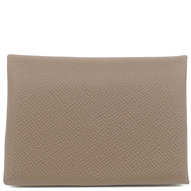 エルメス HERMES カルヴィ デュオ エトゥープ ヴォーエプソン カードケース シルバー金具 新品 未使用 茶 フラグメントケース