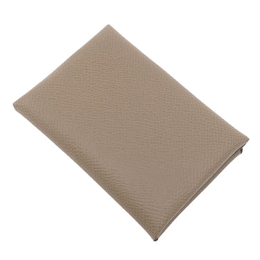 エルメス HERMES カルヴィ デュオ エトゥープ ヴォーエプソン カードケース シルバー金具 新品 未使用 茶 フラグメントケース