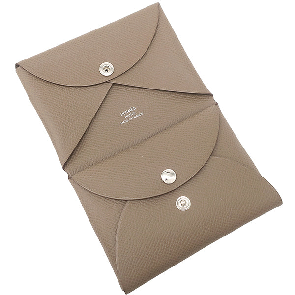 HERMES カルヴィ　カードケース　エプソン　エトゥープ エルメス HERMES カルヴィ デュオ エトゥープ ヴォーエプソン カード