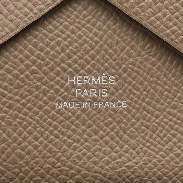 エルメス HERMES カルヴィ デュオ エトゥープ ヴォーエプソン カードケース シルバー金具 新品 未使用 茶 フラグメントケース