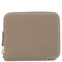 エルメス HERMES アザップ シルクイン コンパクト エトゥープ ヴォーエプソン コインケース シルバー金具 新品 未使用 グレージュ ラウンドファスナー