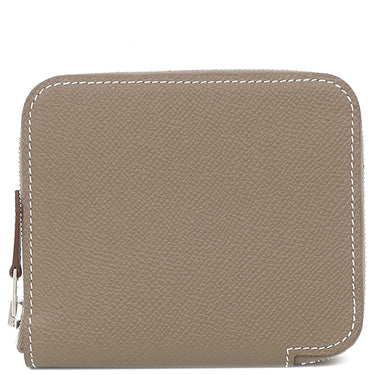 エルメス HERMES アザップ シルクイン コンパクト エトゥープ ヴォーエプソン コインケース シルバー金具 新品 未使用 グレージュ ラウンドファスナー