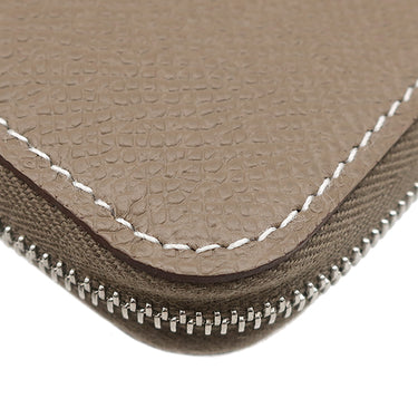 エルメス HERMES アザップ シルクイン コンパクト エトゥープ ヴォーエプソン コインケース シルバー金具 新品 未使用 グレージュ ラウンドファスナー