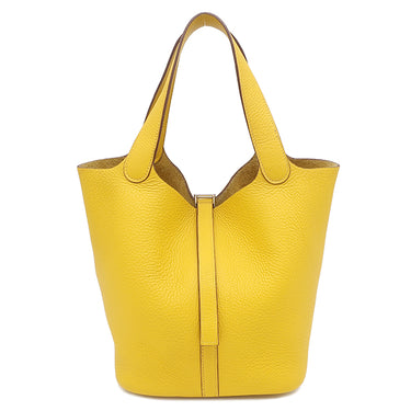 エルメス HERMES ピコタン MM ジョーヌ トリヨンクレマンス ハンドバッグ シルバー金具 黄色