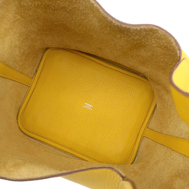 エルメス HERMES ピコタン MM ジョーヌ トリヨンクレマンス ハンドバッグ シルバー金具 黄色