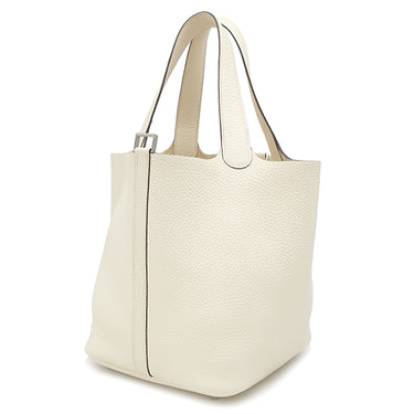 エルメス HERMES ピコタンロックMM ナタ トリヨンクレマンス ハンドバッグ シルバー金具 アイボリー