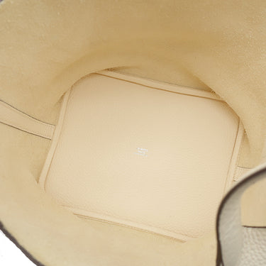 エルメス HERMES ピコタンロックMM ナタ トリヨンクレマンス ハンドバッグ シルバー金具 アイボリー
