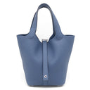 エルメス HERMES ピコタンロックPM ブルータイ トリヨンクレマンス ハンドバッグ シルバー金具 青