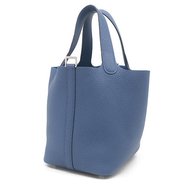 エルメス HERMES ピコタンロックPM ブルータイ トリヨンクレマンス ハンドバッグ シルバー金具 青