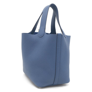 エルメス HERMES ピコタンロックPM ブルータイ トリヨンクレマンス ハンドバッグ シルバー金具 青
