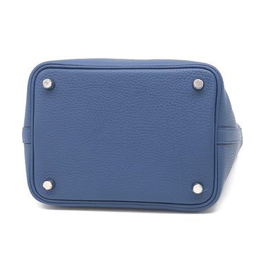 エルメス HERMES ピコタンロックPM ブルータイ トリヨンクレマンス ハンドバッグ シルバー金具 青