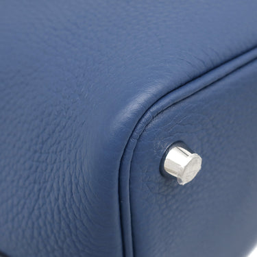 エルメス HERMES ピコタンロックPM ブルータイ トリヨンクレマンス ハンドバッグ シルバー金具 青