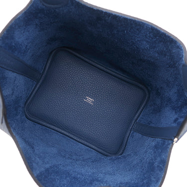 エルメス HERMES ピコタンロックPM ブルータイ トリヨンクレマンス ハンドバッグ シルバー金具 青