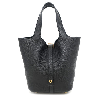 エルメス HERMES ピコタンロック PM ブラック トリヨンクレマンス ハンドバッグ ゴールド金具 黒