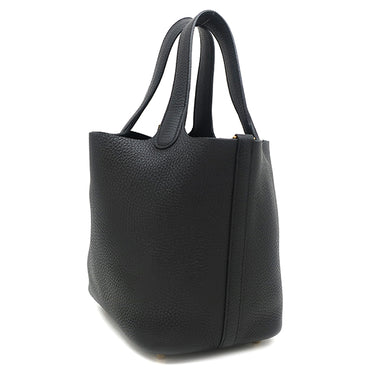 エルメス HERMES ピコタンロック PM ブラック トリヨンクレマンス ハンドバッグ ゴールド金具 黒